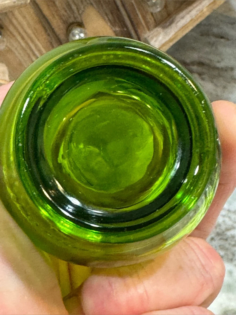 Vintage Viking Avocado Green Swung Glass Bud Vase MCM